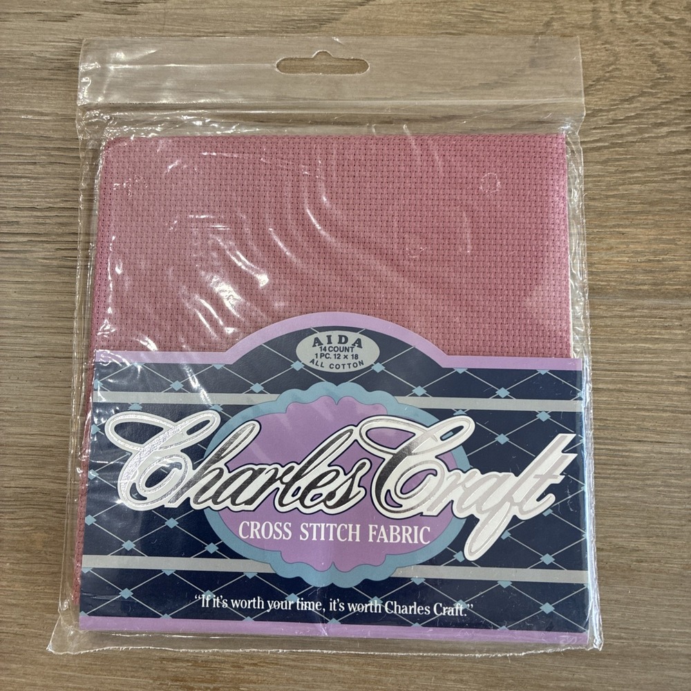 Charles Craft Silver Label Aida Cross Stitch Fabric 14 Count 12 x 18 Cameo Rose